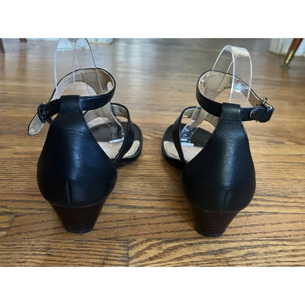 Coach Black Leather Strap Logo Low Heel Sandals Shoes   Women's Size 8.5 - Picture 5 of 9